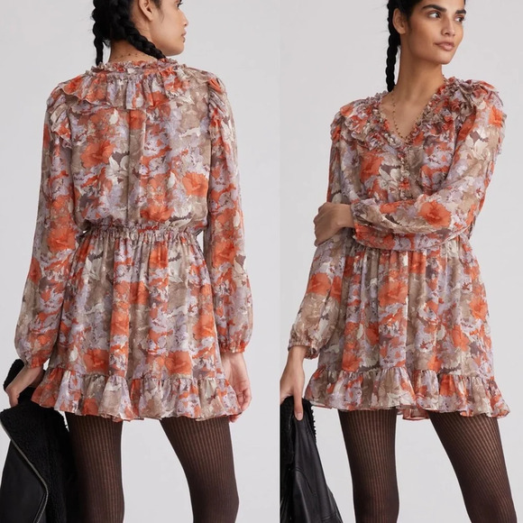 Anthropologie Dresses & Skirts - Anthropologie Ruffled Floral Mini Dress